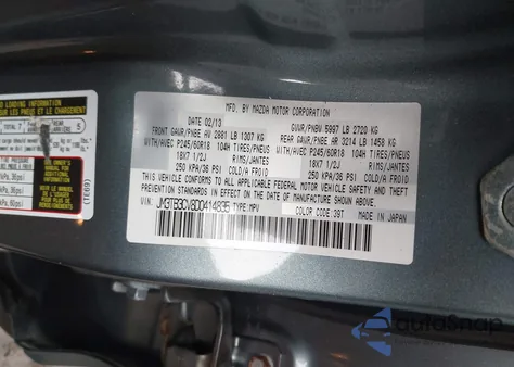 2013 Mazda Cx-9 Touring from USA, damaged, VIN JM3TB3CV8D0414835